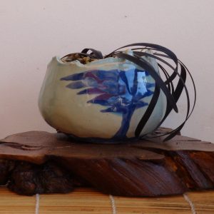 Pot “Songe de Pin” – Émail céladon et gris et bleue