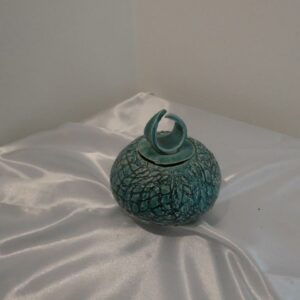 Boîte Ronde en Grès Chamotté Émaillée Turquoise