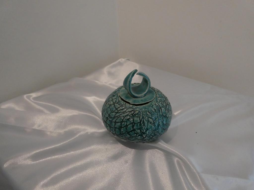 Boîte Ronde en Grès Chamotté Émaillée Turquoise – Image 2