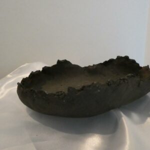 Vase bonsaï en grès noir brut à cinq pieds